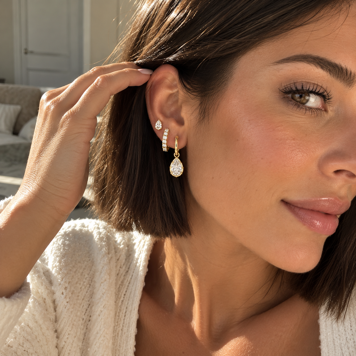 The Aurelle Pear Drop Ear Stack Set | 3-Pair Set