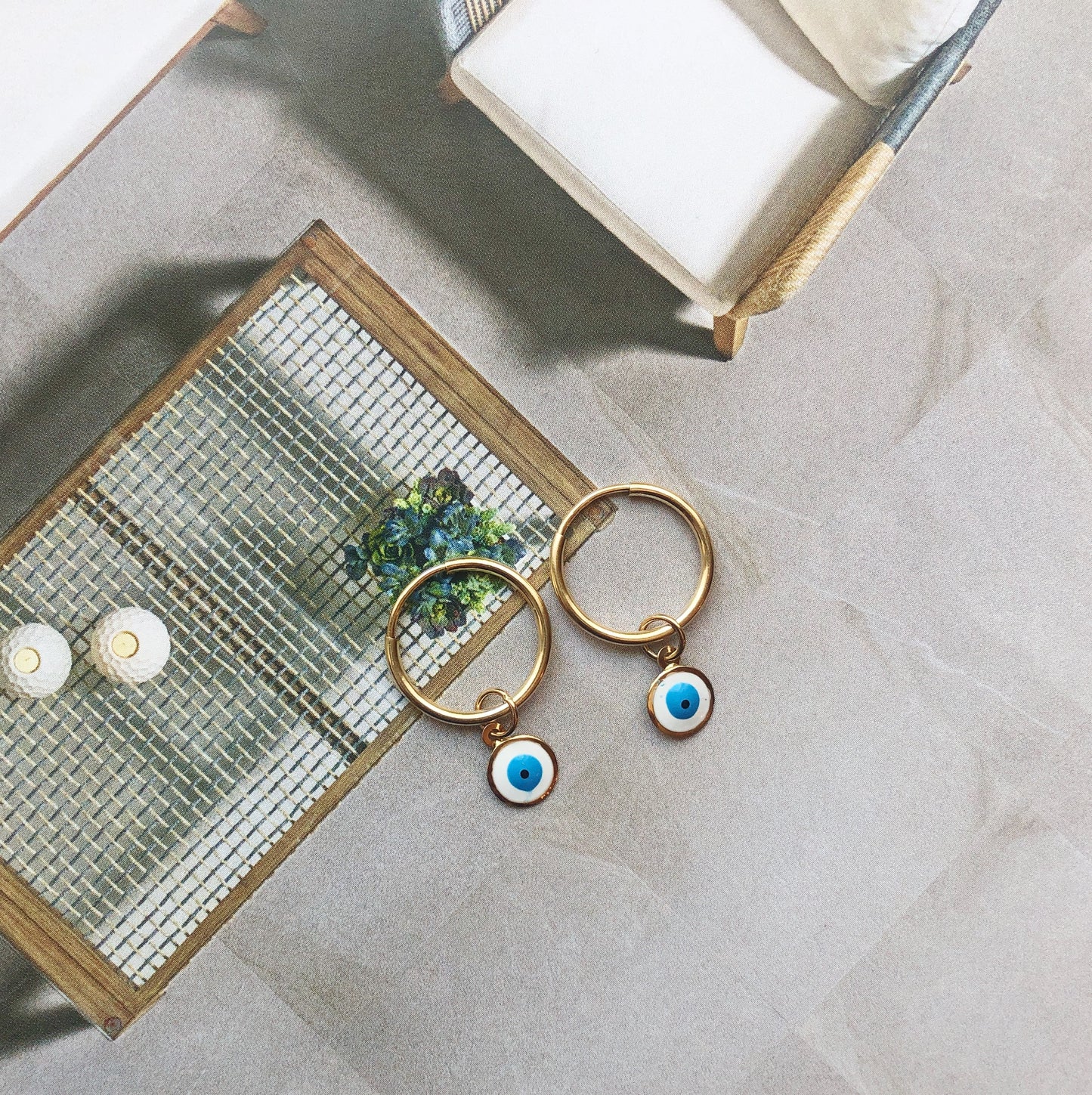 Evil Eye Hoops | 14K Solid Gold