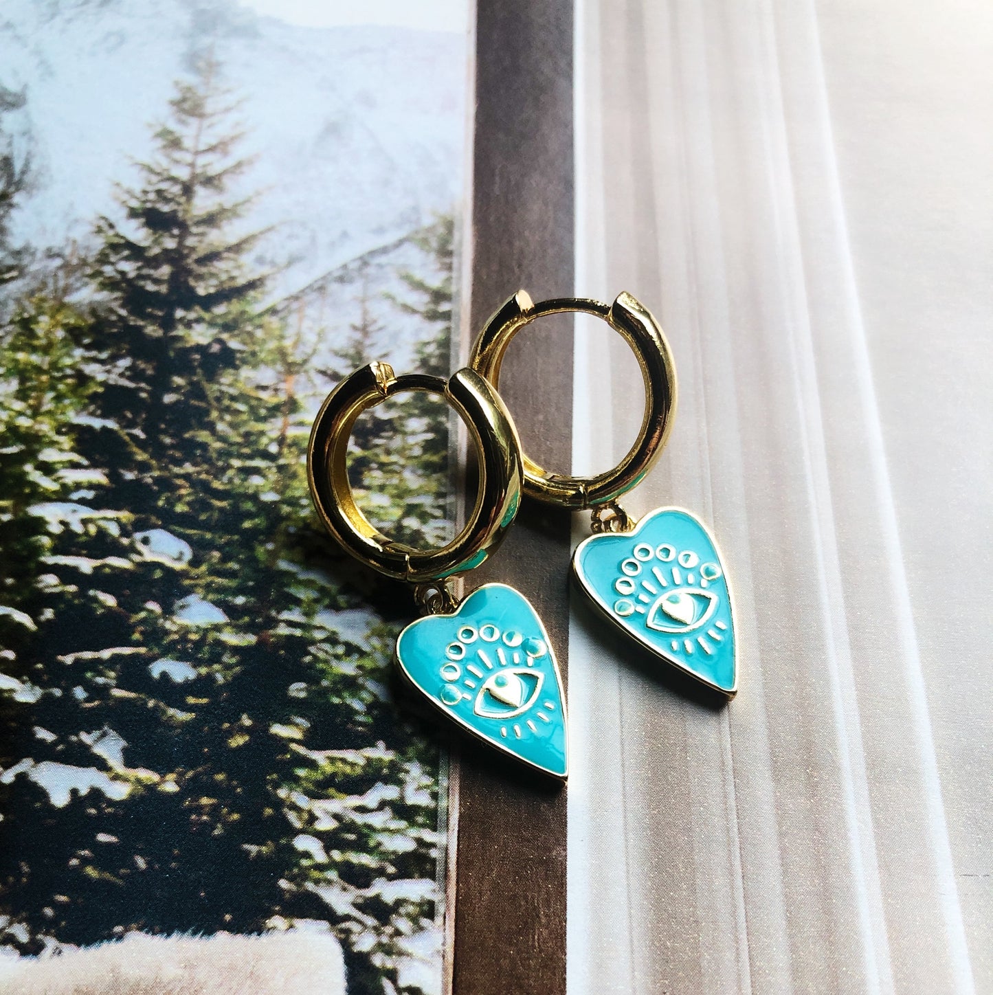 Blue Evil Eye Hoops