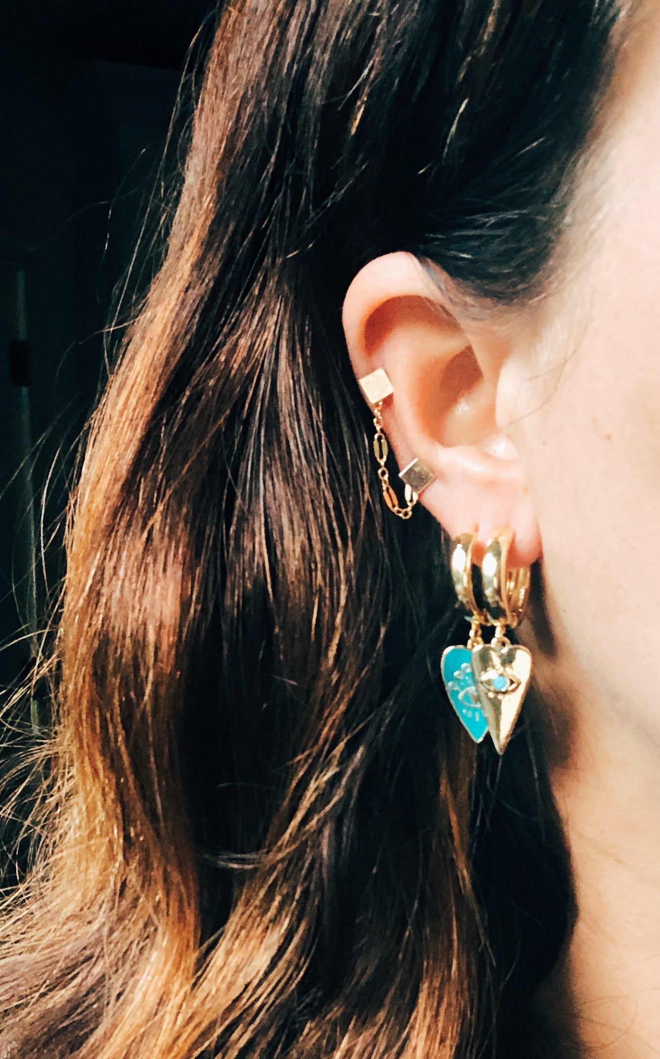 Evil Eye Heart Hoops || Click In Hoop Earrings