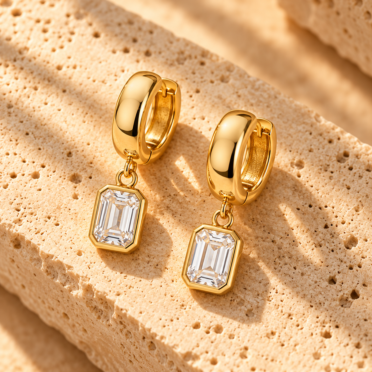 The Lumi Emerald Cut Huggies
