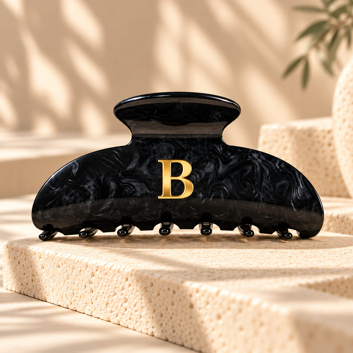 Hair Clip || Black Initial Claw Clip