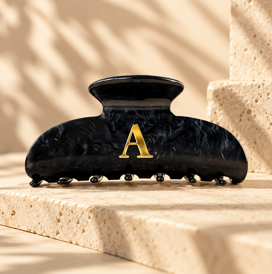 Hair Clip || Black Initial Claw Clip