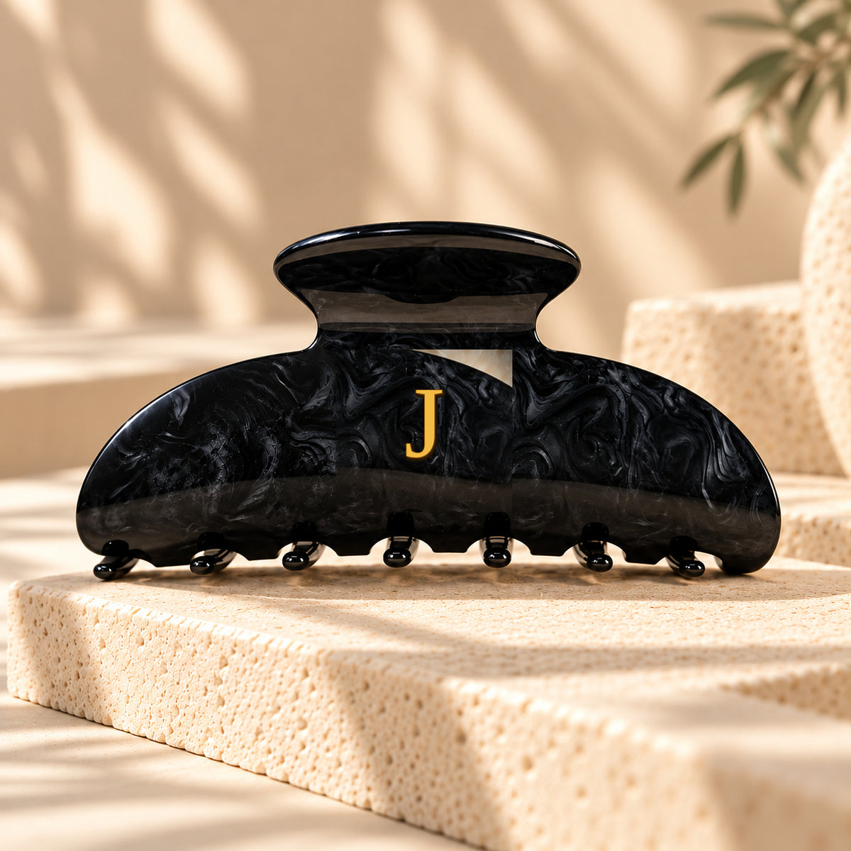 Hair Clip || Black Initial Claw Clip
