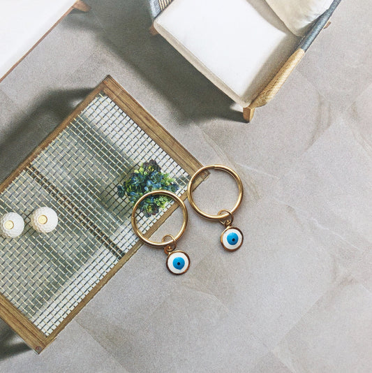 Evil Eye Hoops | 14K Solid Gold