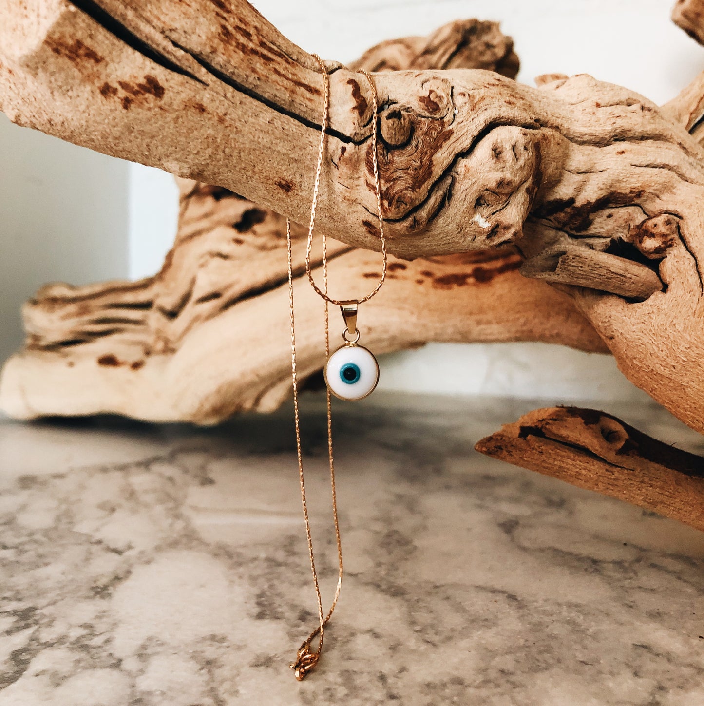 Large Evil Eye Necklace | 14K Solid Gold