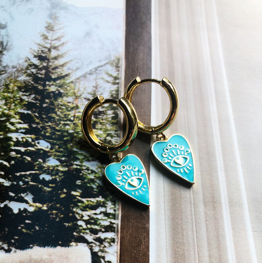Blue Evil Eye Hoops
