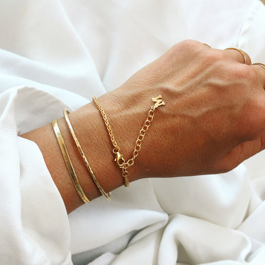 Wheat Chain Initial Bracelet